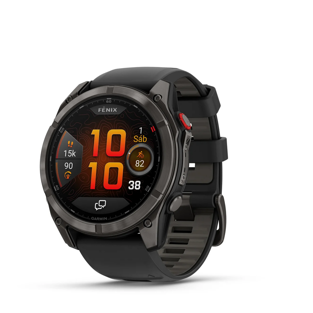 Garmin Fenix 8 Pro - 51mm Amoled Sapphire, Titanio con revestimiento de DLC con correa de silicona negra
