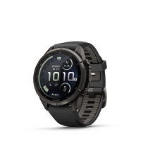 Garmin Fenix 9 Pro � inReach, 43mm Amoled Titanio revesti. de DLC gris carbon correa silicona negro