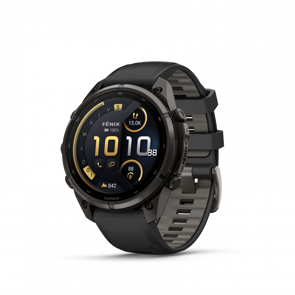 Garmin Fenix 9 Pro � inReach, 47mm Amoled Titanio revesti. de DLC gris carbon correa silicona negro