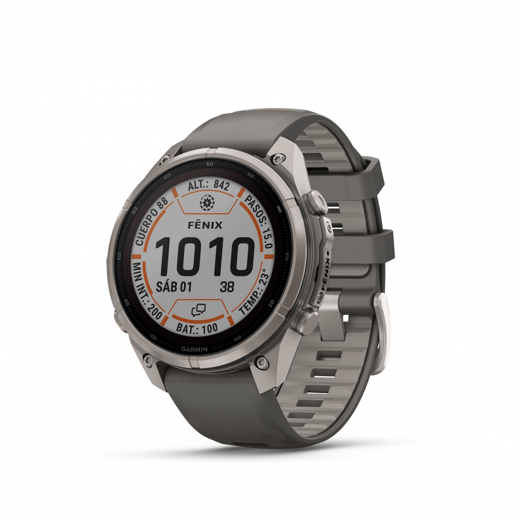Fenix 9 Pro � inReach, Solar, 47mm Titanio correa silicona gris