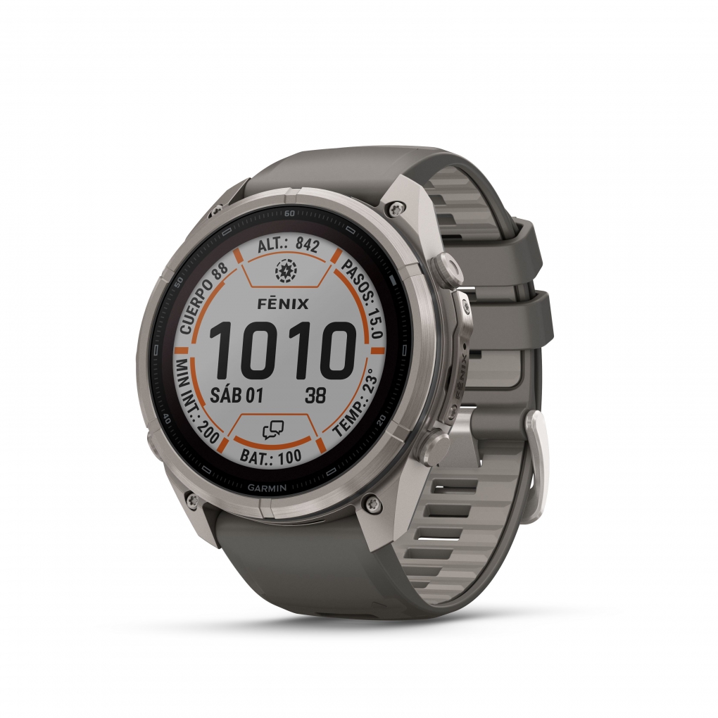Fenix 9 Pro � inReach, Solar, 51mm Titanio correa silicona gris