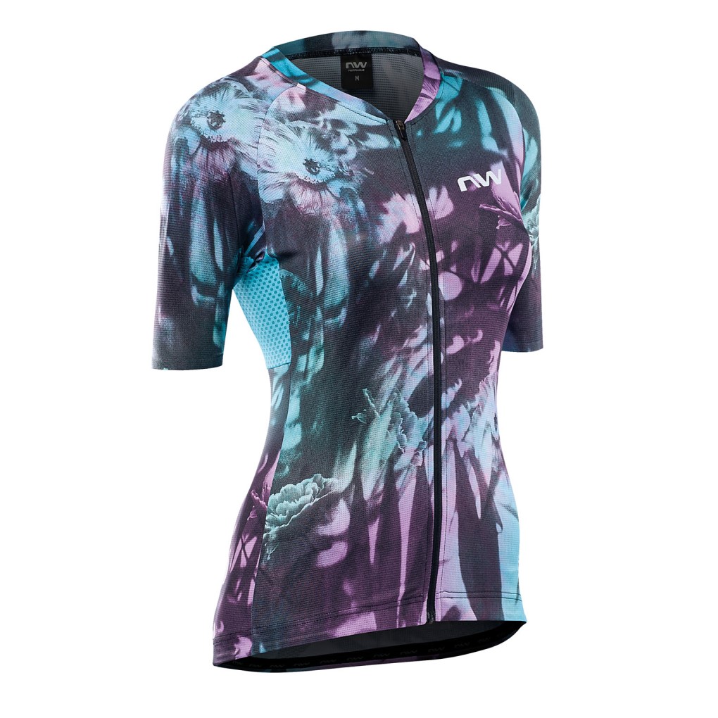 Maillot Northwave manche courte BLADE FLOWER WOMAN noir-turquoise