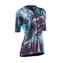 Maillot Northwave manche courte BLADE FLOWER WOMAN noir-turquoise