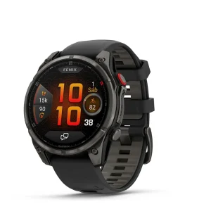 Garmin Fenix 8 Pro - 47mm Amoled Sapphire, Titanio con revestimiento de DLC con correa de silicona negra