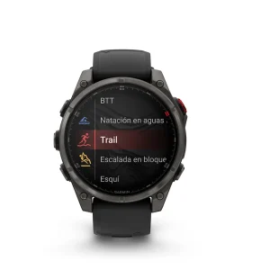 Garmin Fenix 8 Pro - 47mm Amoled Sapphire, Titanio con revestimiento de DLC con correa de silicona negra