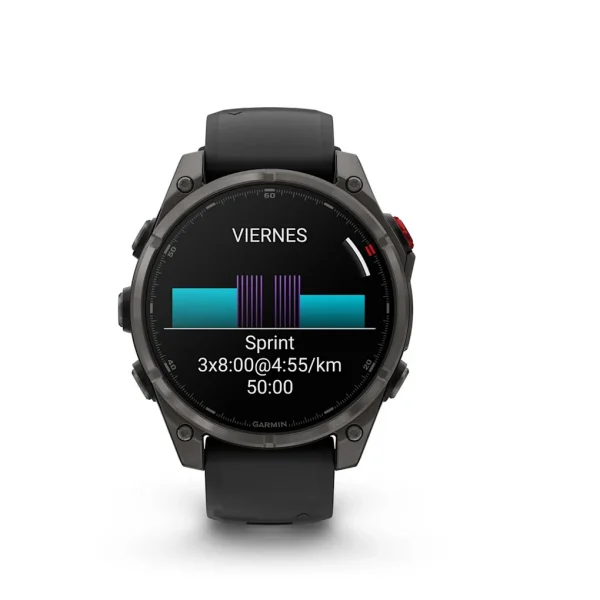 Garmin Fenix 8 Pro - 47mm Amoled Sapphire, Titanio con revestimiento de DLC con correa de silicona negra