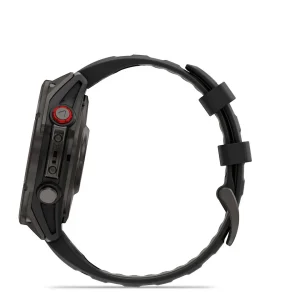 Garmin Fenix 8 Pro - 47mm Amoled Sapphire, Titanio con revestimiento de DLC con correa de silicona negra