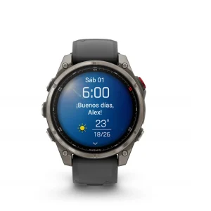 Garmin Fenix 8 Pro - 47mm Amoled Sapphire, titanio con correa de silicona en negro/gris