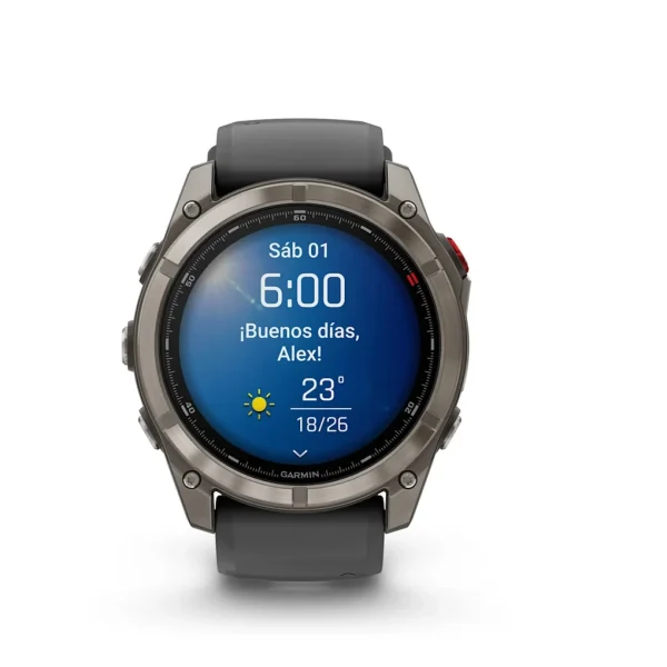 Garmin Fenix 8 Pro - 51mm Amoled Sapphire, Titanio con correa de silicona en negro/gris