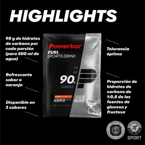 Sobres PowerBar Fuel 90 Black Line Naranja 10 unidades