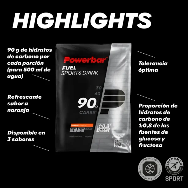 Sobres PowerBar Fuel 90 Black Line Naranja 10 unidades