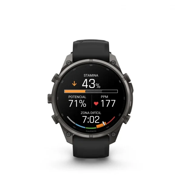 Garmin Fenix 9 Pro – inReach, 47mm Amoled Titanio revesti. de DLC gris carbon correa silicona negro