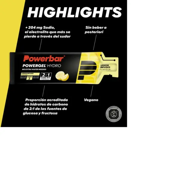 PowerBar PowerGel Hydro Lemon Infused 24 unidades