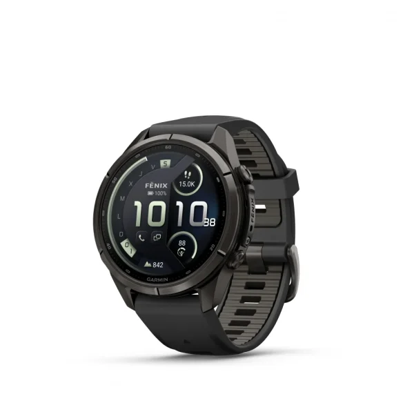 Garmin Fenix 9 Pro – inReach, 43mm Amoled Titanio revesti. de DLC gris carbon correa silicona negro