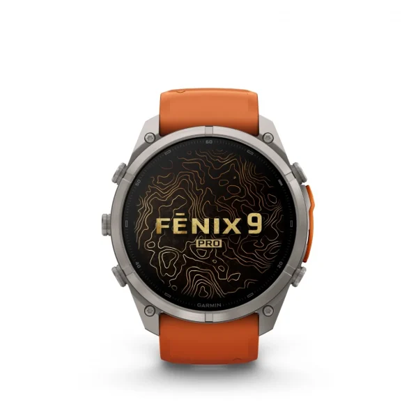 Garmiin Fenix 9 Pro – inReach, 51mm Amoled Titanio correa silicona naranja/naranja claro